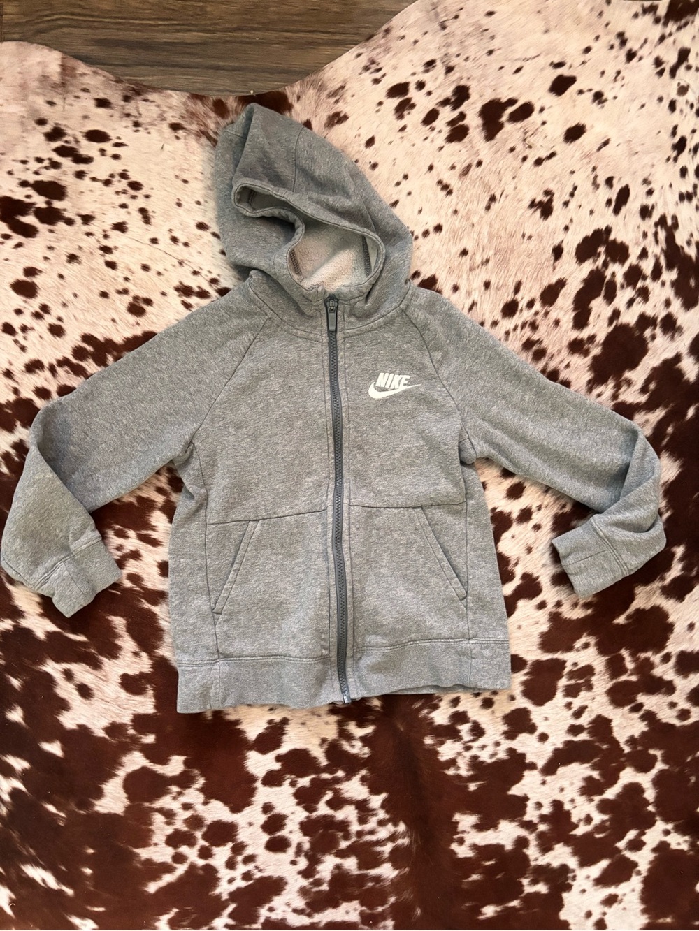 Nike Kids Gray Full-Zip Hoodie with Hood